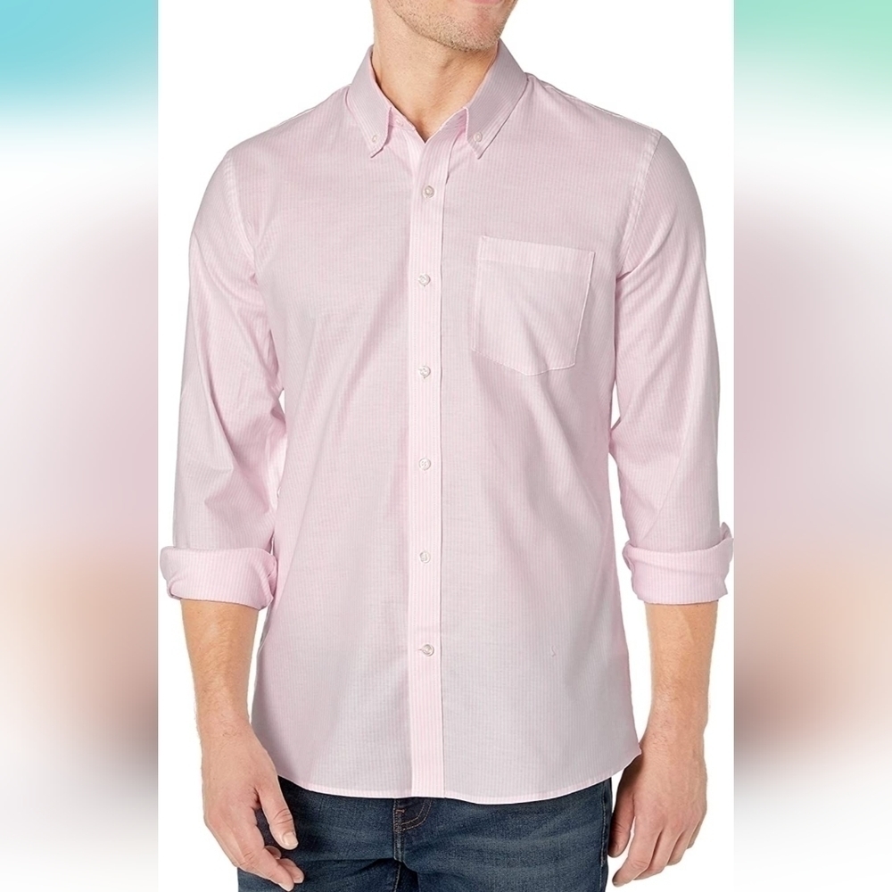 Goodthreads Buttoned Down Long Sleeve Pink Stripe Shirt Standard Fit Size XL NWT